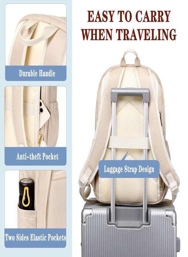 Hidds Travel Laptop Backpack for Women 15.6 Inch Computer Backpacks with USB Charging Hole Anti Theft Carry on Bag College Bookbag Large Back Pack for Work Business Traveling Commuter Daypack-Champagne - Image 5