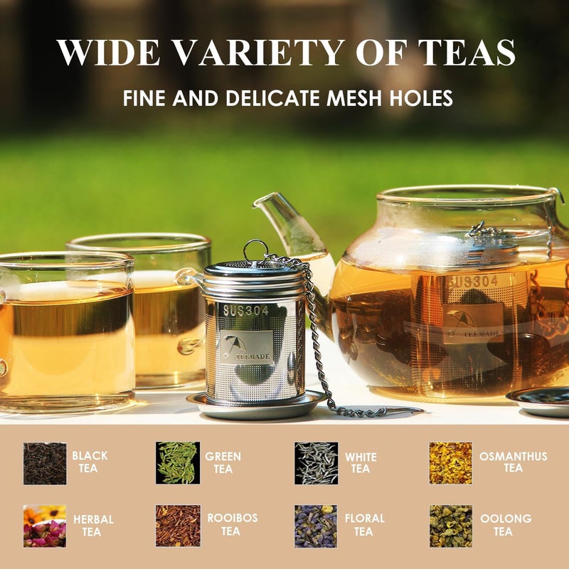TEEMADE 2Packs Tea Filter,Cooking Infuser with Extra Fine Mesh Tea Ball Strainers Threaded Connection 304 Stainless Steel with Extended Chain Hook to Brew Loose Leaf Tea,Spices & Seasonings - Image 2