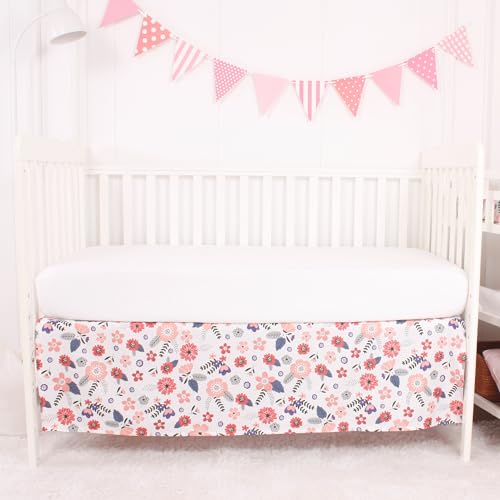 CaSaJa Baby 3-Piece Crib Bedding Set for Boys Girls, Including Soft Quilted Comforter(Blanket), Fitted Crib Sheet and Skirt, Soft Nursery Bedding Set Made of Silky Comfy Materials, Petals Flying - Image 5