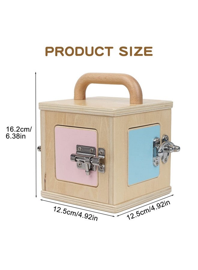 LEADER JOY Beech Wooden Lock Box with 4 Different Doors & Various Lock Mechanisms Helps Develop Probelm Solving Skills,Montessori Wooden Educational Toy,Learning Fine Motor Skills Activity Board for 1+ Years - Image 2