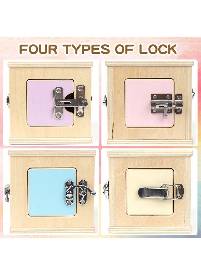 LEADER JOY Beech Wooden Lock Box with 4 Different Doors & Various Lock Mechanisms Helps Develop Probelm Solving Skills,Montessori Wooden Educational Toy,Learning Fine Motor Skills Activity Board for 1+ Years - Image 3