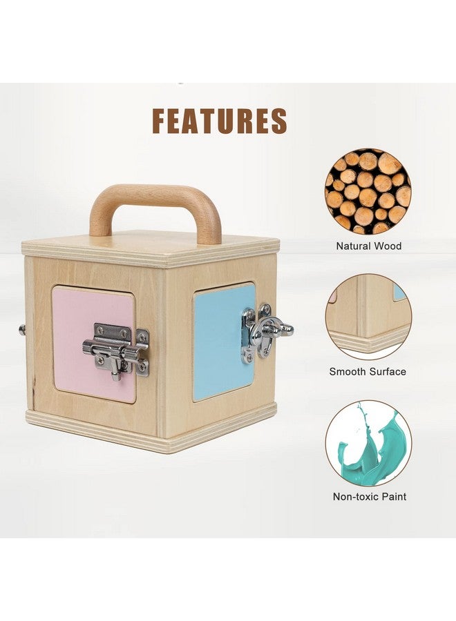 LEADER JOY Beech Wooden Lock Box with 4 Different Doors & Various Lock Mechanisms Helps Develop Probelm Solving Skills,Montessori Wooden Educational Toy,Learning Fine Motor Skills Activity Board for 1+ Years - Image 5