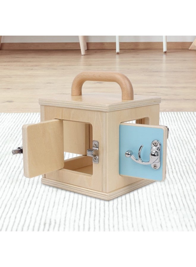 LEADER JOY Beech Wooden Lock Box with 4 Different Doors & Various Lock Mechanisms Helps Develop Probelm Solving Skills,Montessori Wooden Educational Toy,Learning Fine Motor Skills Activity Board for 1+ Years - Image 4