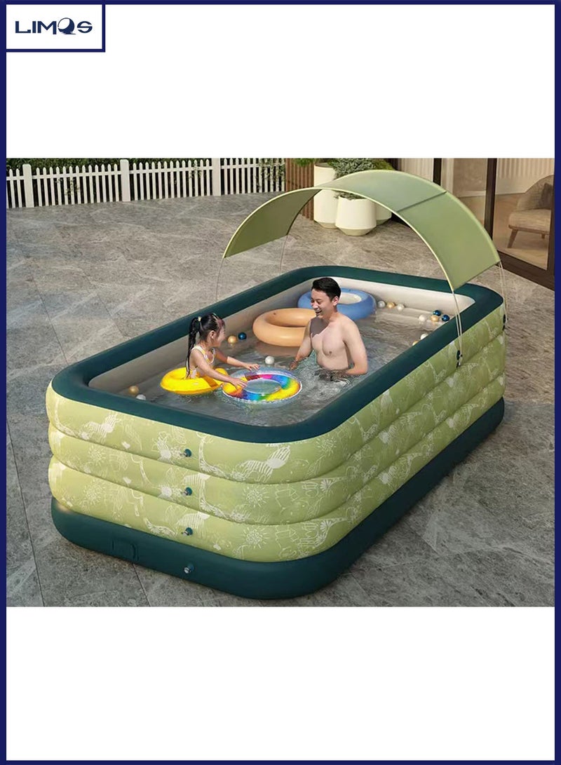 LIMOS Inflatable Swimming Pool with Sun Shade Automatic Family Pool for Kids & Adults - Image 1