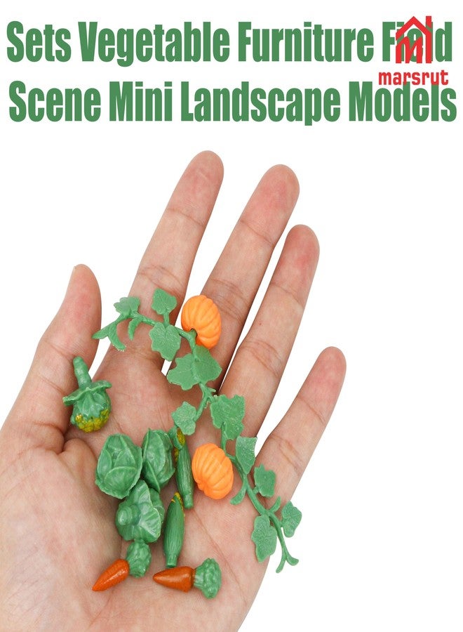 Marsrut Miniature Vegetable Garden Figurines for Dollhouse Decoration 1/12 Scale - 2 Field Scenes Set & 1 Mini Farm Tool Kit with Shovel Rake, Vegetables Fruit Farmhouse Accessories, Micro Landscape Decor - Image 3