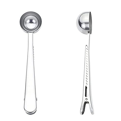 PERMAFROST 2in1 Stainless Steel Spoon Clip Sealer Manual Vacuum Bag Sealer Snack Spoon Pouch Clip Coffee Measuring Spoon with Storage Pack of 2 - Image 3