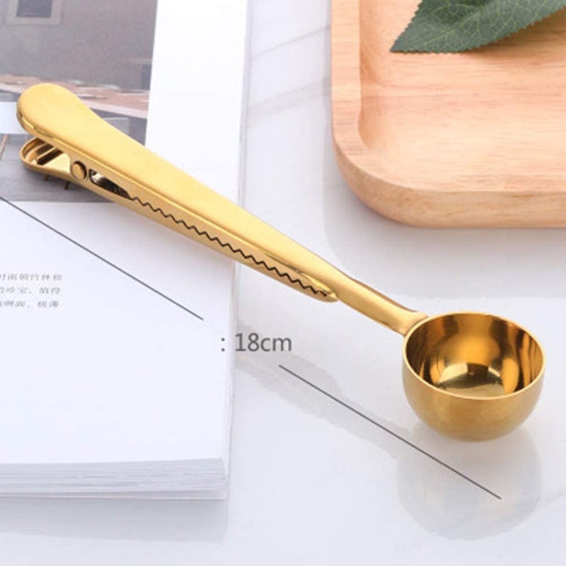 PERMAFROST 2in1 Stainless Steel Spoon Clip Sealer Manual Vacuum Bag Sealer Snack Spoon Pouch Clip Coffee Measuring Spoon with Storage Pack of 2 - Image 4