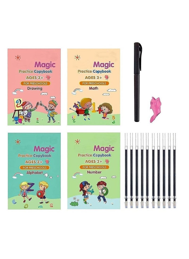 4Pcs Magic Books Handwriting Practice Workbook Reusable Copybook Notebooks (4 Books + 1 Pen + 10 Refills) - Image 3