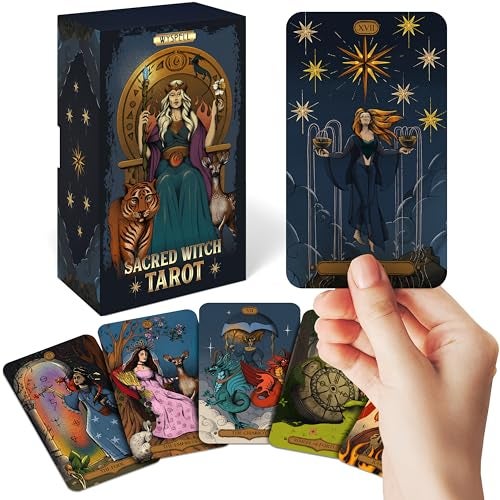 Wyspell Tarot Cards with Guide Book Sacred Witch Unique Tarot Deck for Beginners Traditional Symbolism Beautiful Modern Tarot Decks - Image 1