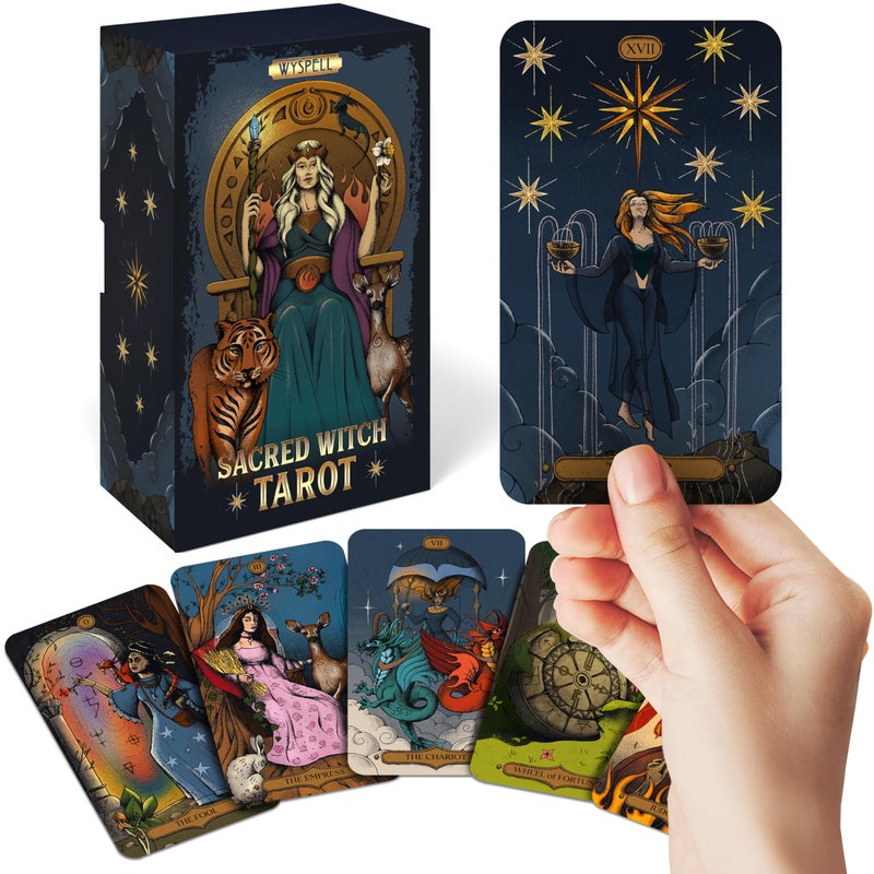 Wyspell Tarot Cards with Guide Book Sacred Witch Unique Tarot Deck for Beginners Traditional Symbolism Beautiful Modern Tarot Decks - Image 3
