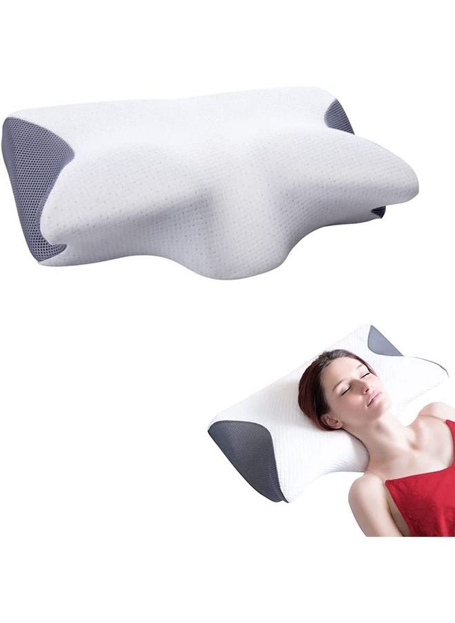 Arabest Cervical Memory Foam Pillow with Ergonomic Contour Pillow for Neck and Shoulder Pain Orthopedic Pillow for Neck Support, New Butterfly Design for Side Back and Stomach Sleepers  - Image 1