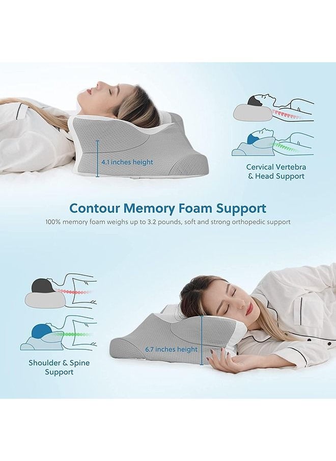 Arabest Cervical Memory Foam Pillow with Ergonomic Contour Pillow for Neck and Shoulder Pain Orthopedic Pillow for Neck Support, New Butterfly Design for Side Back and Stomach Sleepers  - Image 2