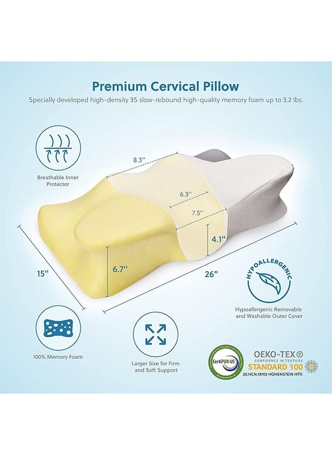 Arabest Cervical Memory Foam Pillow with Ergonomic Contour Pillow for Neck and Shoulder Pain Orthopedic Pillow for Neck Support, New Butterfly Design for Side Back and Stomach Sleepers  - Image 3