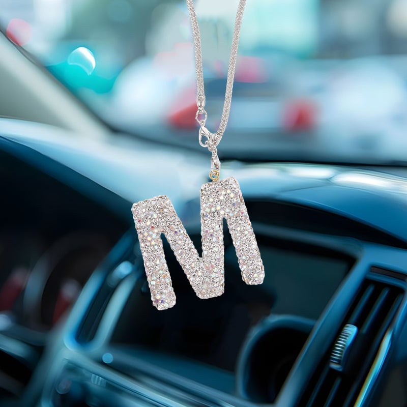 Cute Rear View Mirror Accessories with Letter Charm Design for Personalized Car Decor - Image 5