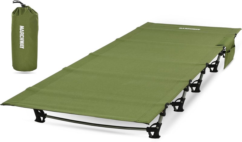 MARCHWAY Ultralight Folding Tent Camping Cot Bed, Portable Compact for Outdoor Travel, Base Camp, Hiking, Mountaineering, Lightweight Backpacking (Army Green) - Image 1