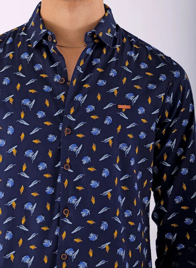 The Indian Garage Co Men Regular Fit Abstract Printed Full Sleeves Cutaway Collar Casual Shirt