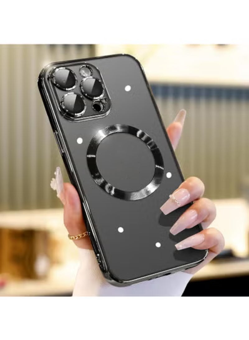 Rock Pow Magnetic Clear for iPhone 15 Pro Case with Full Camera Lens Protection Perfect Match for MagSafe Shock Proof Drop Protection Slim Luxury for Women Girls Men 6.1 inch - Image 1