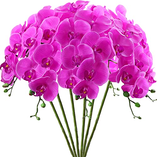 FagusHome 32 Artificial Phalaenopsis Flowers 6 Pcs Artificial Orchid Flowers Stem Plants for Home Dcor Purple