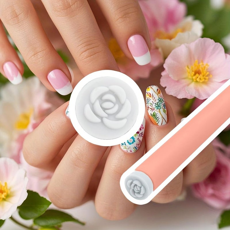 Ecoflick 48 Pcs Nail Stamp Pen Set, Nail Art Pens with Interchangeable Stamp Heads, Quick Nail Art Tools with 48 Unique Patterns, Flower Butterfly Rose DIY Nail Stamping Pen Kit, Nail Design Tools for Women - Image 4