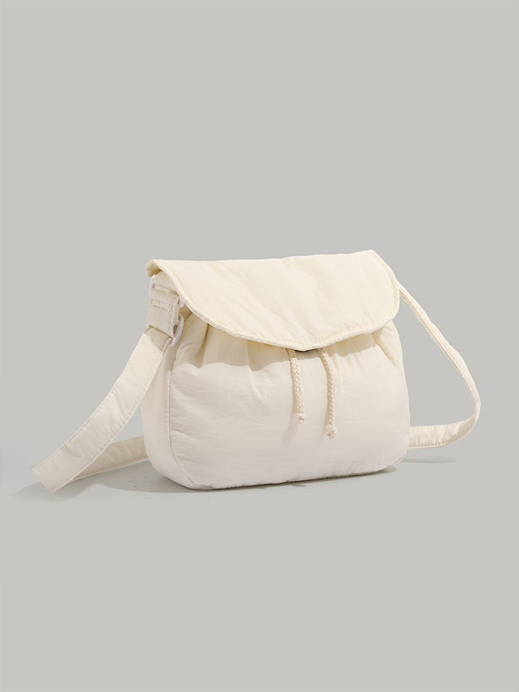 Winter Student All-Match Drawstring Canvas Artistic Shoulder Crossbody Bag Soft Large Capacity Cloud Bag - Image 4