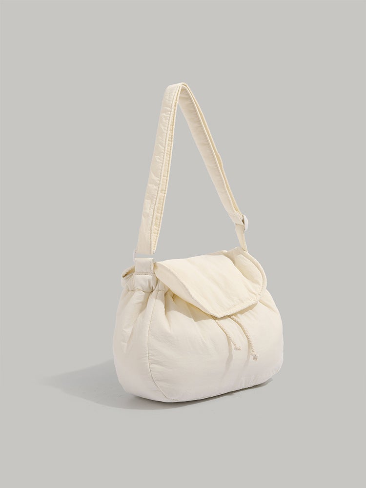 Winter Student All-Match Drawstring Canvas Artistic Shoulder Crossbody Bag Soft Large Capacity Cloud Bag - Image 3
