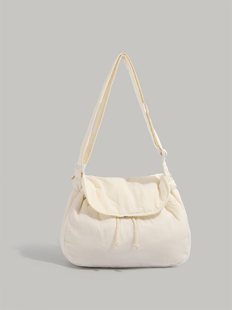 Winter Student All-Match Drawstring Canvas Artistic Shoulder Crossbody Bag Soft Large Capacity Cloud Bag - Image 1