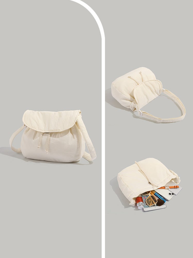 Winter Student All-Match Drawstring Canvas Artistic Shoulder Crossbody Bag Soft Large Capacity Cloud Bag - Image 5