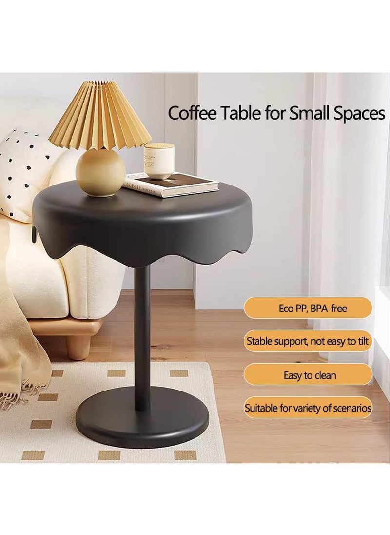Small End Table, 16.53" Dia. x 22.44" H Round Side Table, Ice Cream Tea Family for Living Room Creative Simple Small Round Table, Modern Side Table Corner Sofa Table Nightstand, Black