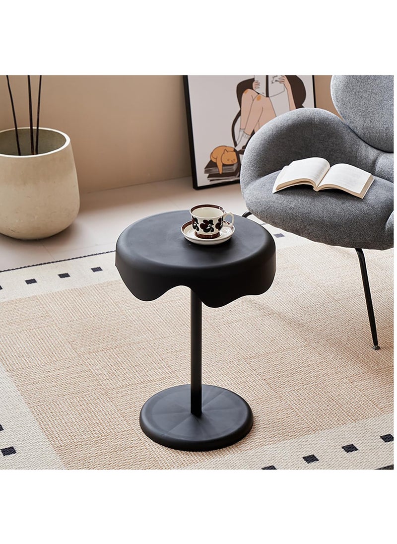 Small End Table, 16.53" Dia. x 22.44" H Round Side Table, Ice Cream Tea Family for Living Room Creative Simple Small Round Table, Modern Side Table Corner Sofa Table Nightstand, Black
