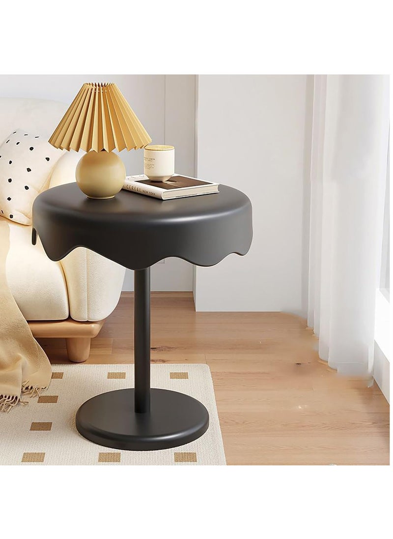 Small End Table, 16.53" Dia. x 22.44" H Round Side Table, Ice Cream Tea Family for Living Room Creative Simple Small Round Table, Modern Side Table Corner Sofa Table Nightstand, Black