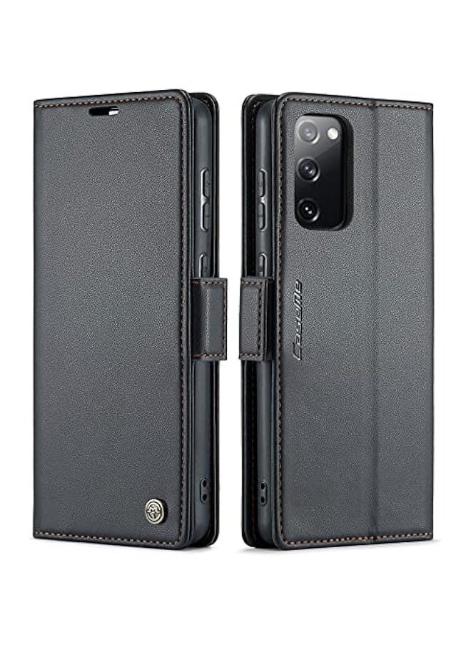 Generic Samsung Galaxy S20 FE 5G Wallet Case - RFID Blocking Magnetic Stand Flip Leather Purse Style Case for Samsung Galaxy S20 FE 5G 6.5 (Fashion Black)  - Image 1