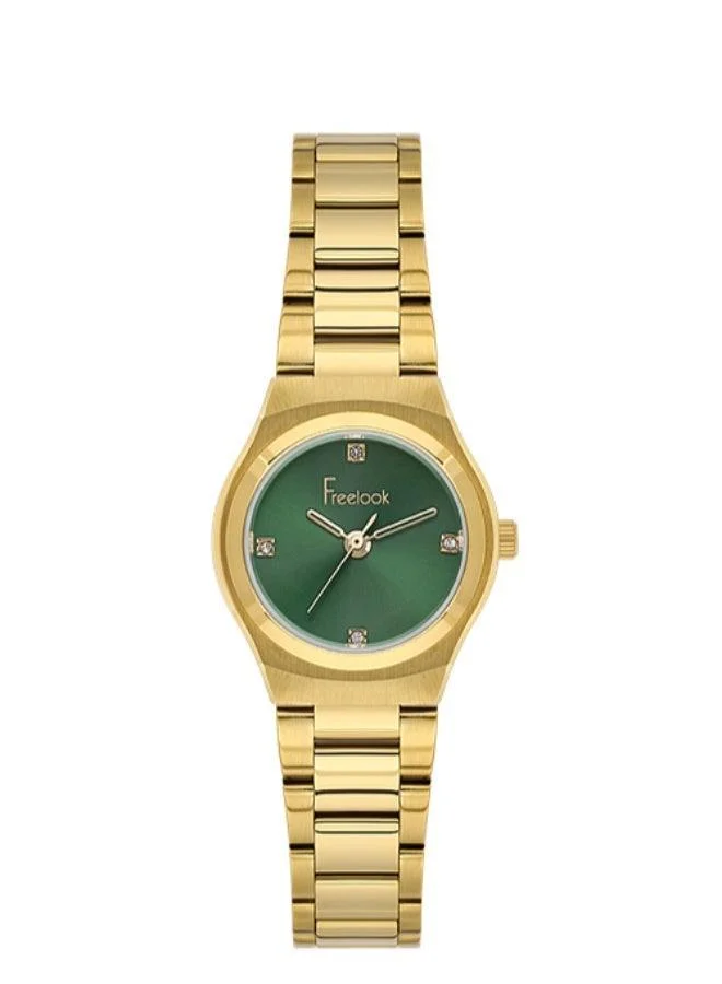 Freelook Paris Freelook - Jolie Women's Watch | Steel Case | Stainless Steel Band | Dark Green & Round Dial | Analog | Japanese Quartz | Mineral Glass | Premium Luxury Watch | Ideal Gift | Water Resistant 50 Meters