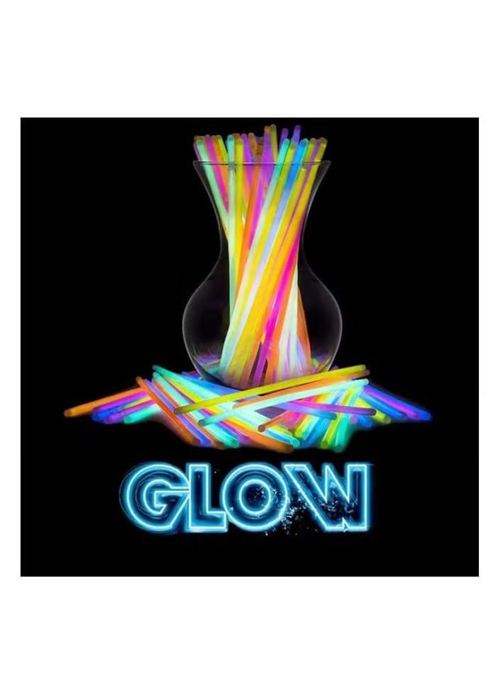 مجموعة عصي تضيء في الظلام مكونة من 100 قطعة مع 100 موصل 8بوصة - Image 1