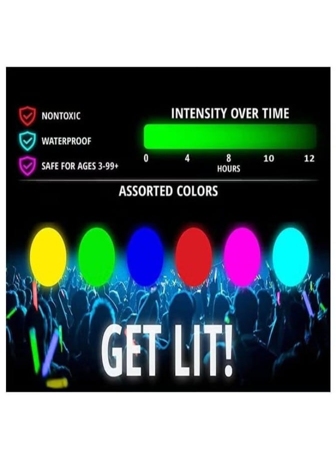 مجموعة عصي تضيء في الظلام مكونة من 100 قطعة مع 100 موصل 8بوصة - Image 4