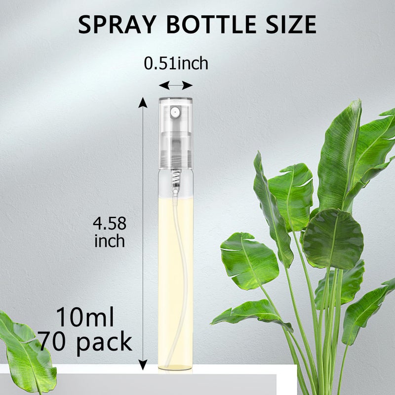 Csdtylh Mini Spray Bottles 70Pcs 10Ml Clear Glass Perfume Bottles Refillable Fine Mist Spray Bottles Empty Fragrance Sample Spray Containers Cosmetics Atomizer For Cleaning Travel Essential Oils - Image 2