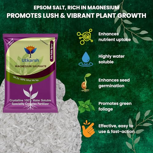 Utkarsh Epsom Salt - Magnesium Sulphate for Plants Growth and Home Garden | 100% Water Soluble Fertilizer | Enhances Photosynthesis & Nutrient Uptake (400gm; Pack of 1) - Image 5