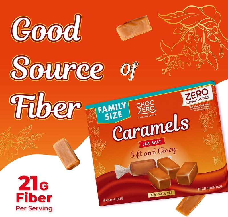 ChocZero Sugar Free Sea Salt Caramels - Keto Friendly, All Natural, Low Carb Snack (9oz Box) - Image 5