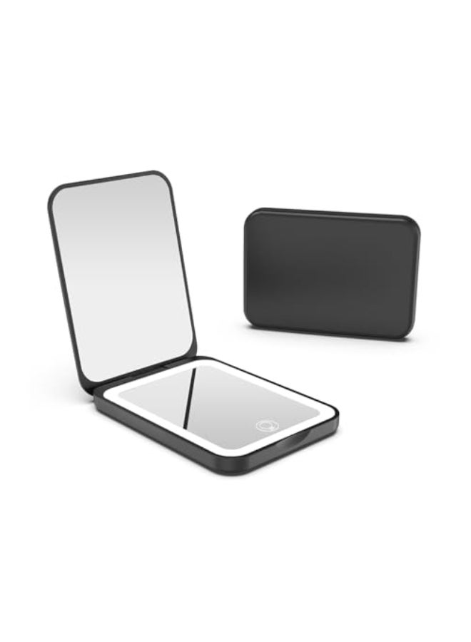 Kintion 2025 Pocket Mirror Rechargeable Dimmable 3 Color Lighting 1X3X LED Compact Travel Makeup Mirror for Purse Portable Folding Handheld Small Lighted Mirror for Women Gift Black - Image 1