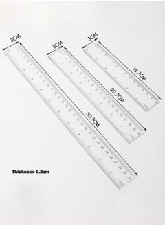 Generic 3-Piece Plastic Ruler Set with 30cm 20cm and 15cm Straight Rulers  - Image 1