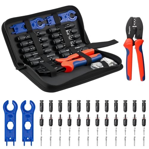 BougeRV Solar Crimper Tool Kit Crimper 12 Pairs Connectors 2 Spanner Wrench for 1410 AWG Solar Panel Cable Wire Crimping PV Assembly and Installation - Image 1