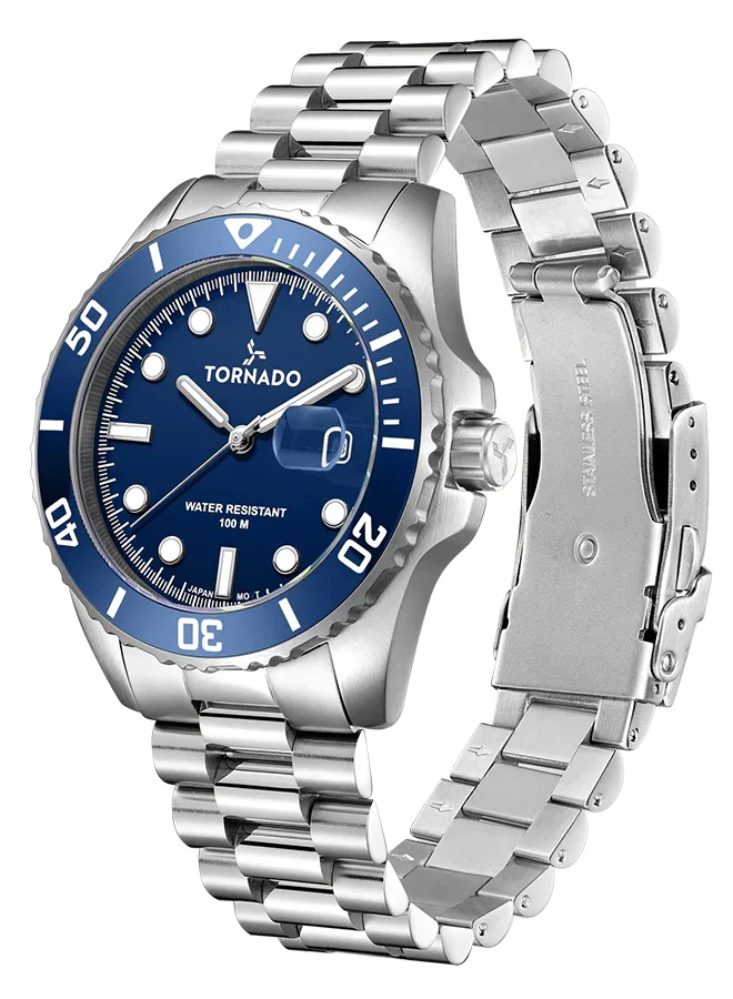تورنيدو Men's Stainless Steel Analog Watch T22001-SBSN - 42x50 mm