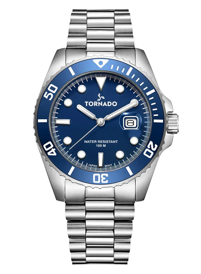 تورنيدو Men's Stainless Steel Analog Watch T22001-SBSN - 42x50 mm