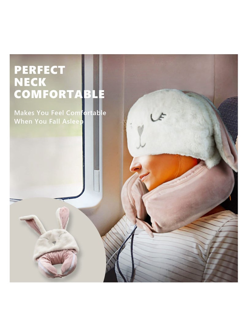 SYOSI, Travel Neck Pillow Blanket, Pillows and Blanket 2 in 1, for Long Flight Fleece Soft Large Essentials for Airplane with Hat Keep, for Car Train Travel - Image 5