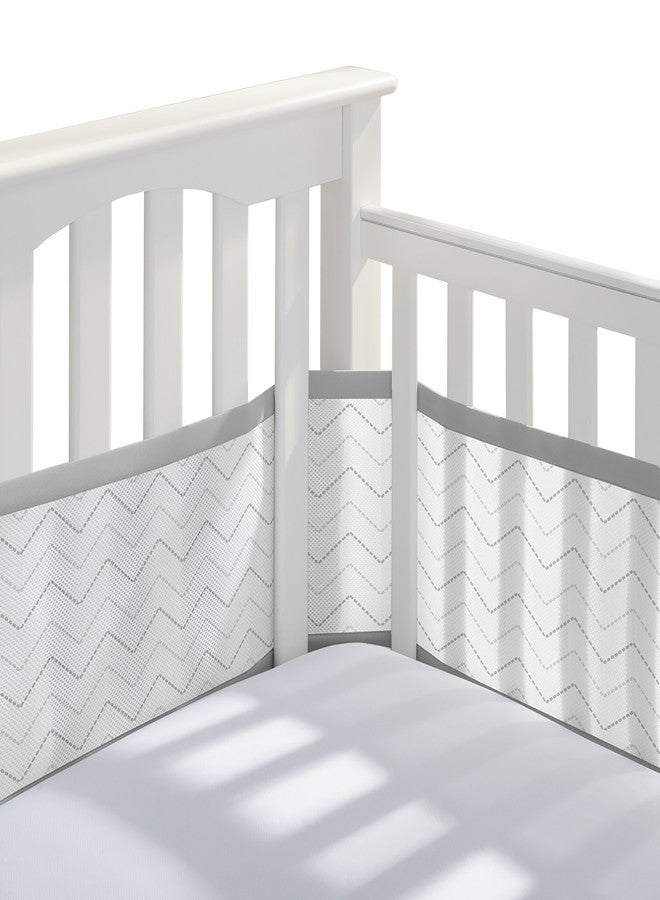 BreathableBaby Breathable Mesh Liner for Full-Size Cribs, Classic 3mm Mesh, Gray Chevron (Size 4FS Covers 3 or 4 Sides) - Image 1