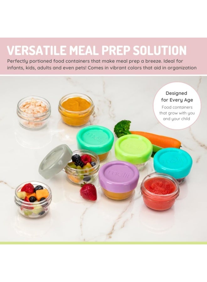 melii مجموعة من 12 حاوية زجاجية محكمة الإغلاق ومضادة للتسرب لطعام الأطفال بسعة 2 أونصة مع أغطية سهلة الفتح - Image 4