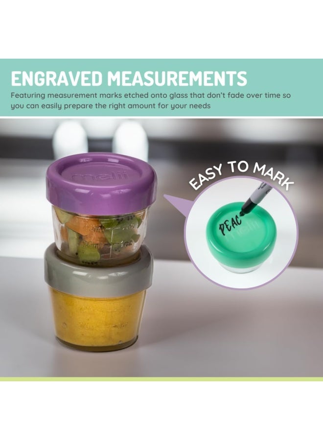 melii مجموعة من 12 حاوية زجاجية محكمة الإغلاق ومضادة للتسرب لطعام الأطفال بسعة 2 أونصة مع أغطية سهلة الفتح - Image 5