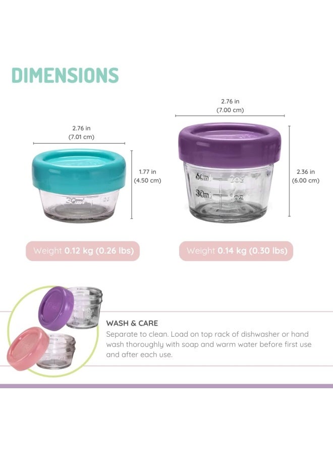 melii مجموعة من 12 حاوية زجاجية محكمة الإغلاق ومضادة للتسرب لطعام الأطفال بسعة 2 أونصة مع أغطية سهلة الفتح - Image 3