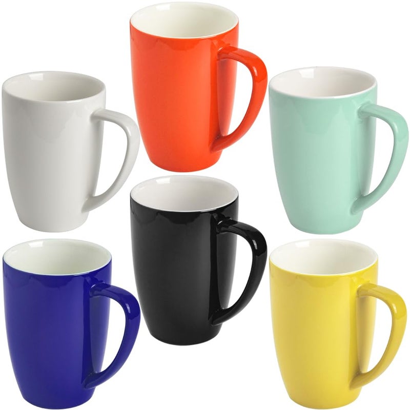 homEdge Porcelain Mug Set, 16 Ounces Cup for Tea, Latte, Mocha, Hot Chocolate, Set of 6, Assorted Color - Image 1