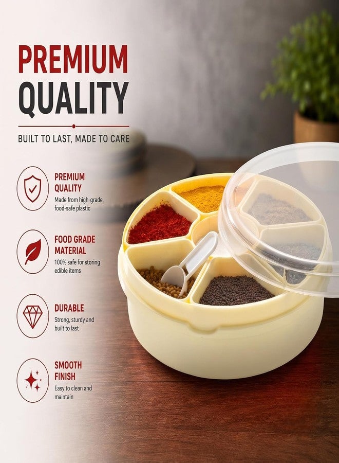 HAPPI Plastic Masala Box for Kitchen, Spice Boxes for Kitchen, Transparent Rangoli/Spice/Masala Dabba Container 7 Compartments with 1 Spoon - Image 5