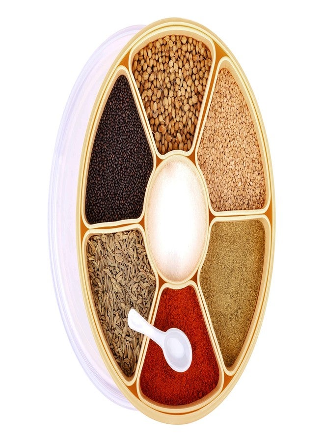 HAPPI Plastic Masala Box for Kitchen, Spice Boxes for Kitchen, Transparent Rangoli/Spice/Masala Dabba Container 7 Compartments with 1 Spoon - Image 2